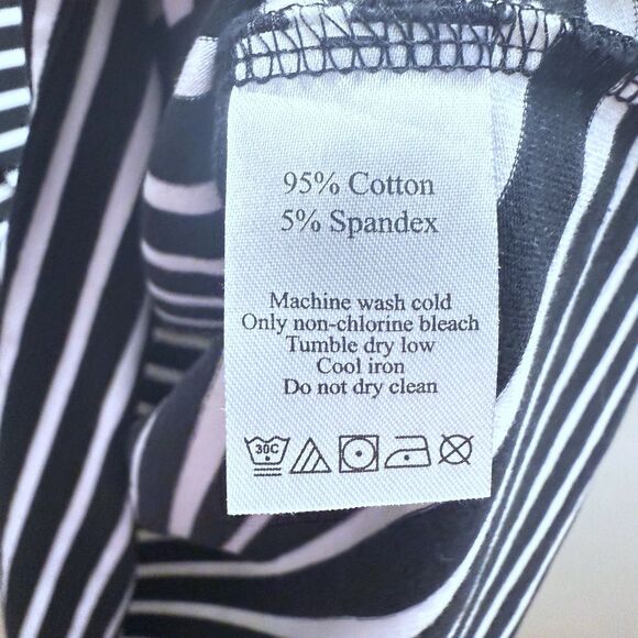 Duffield Lane Black White Stripe Preppy Shirt Sleeve T Shirt Dress Womens Small - Picture 4 of 6
